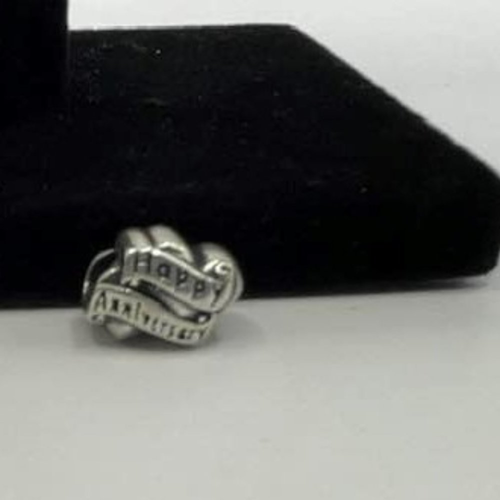 Silver Charm ~ "Happy Anniversary" ~ Sterling Silver View 6